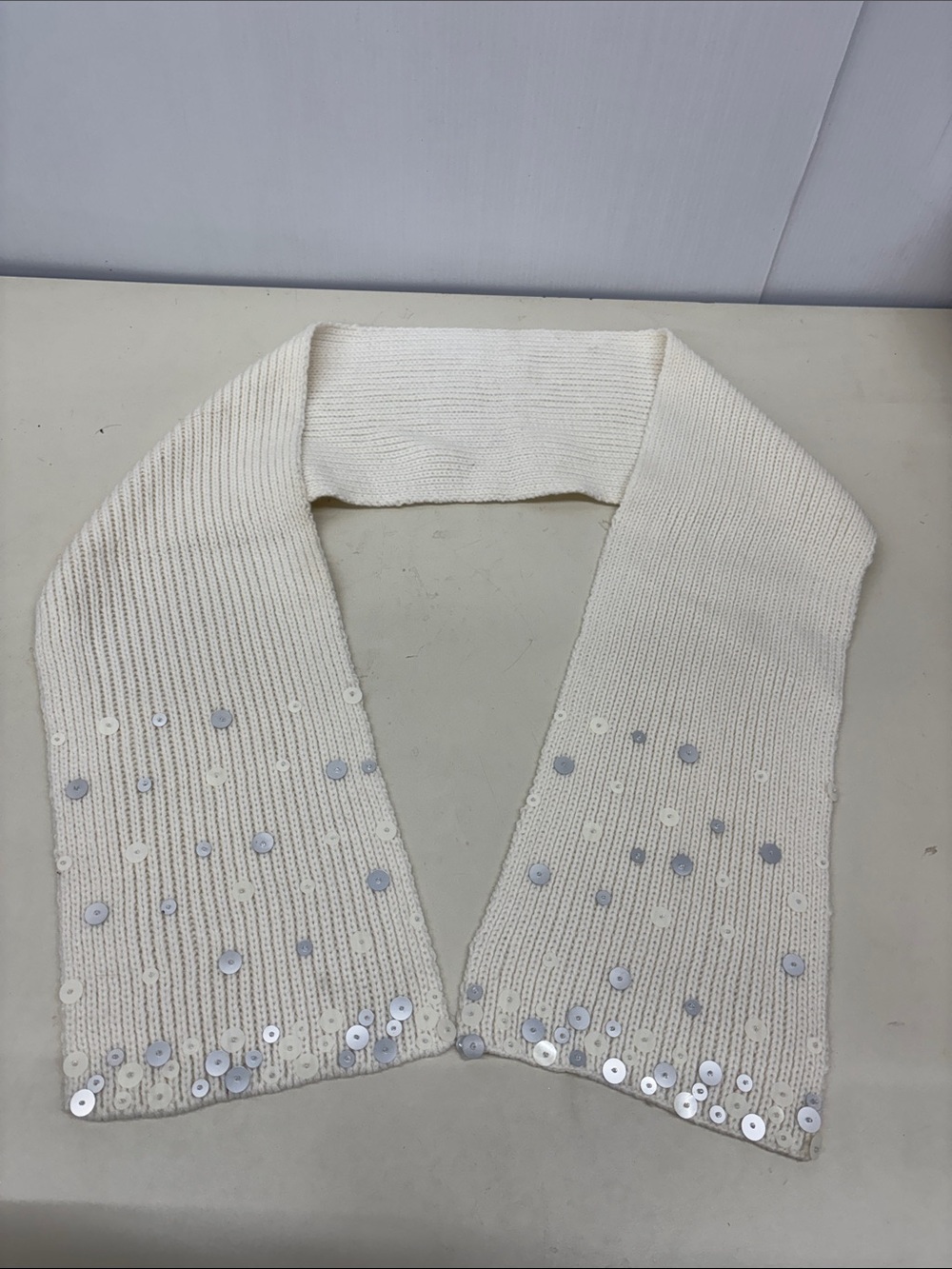 Joe Boxer Cream Sequin Knit Scarf